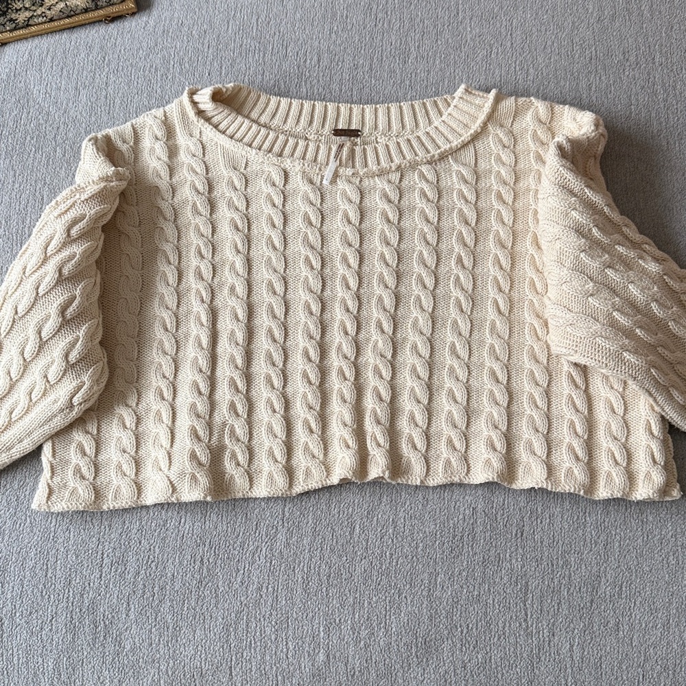 Free People Ivory Cable Knit Sweater - Picture 4 of 6